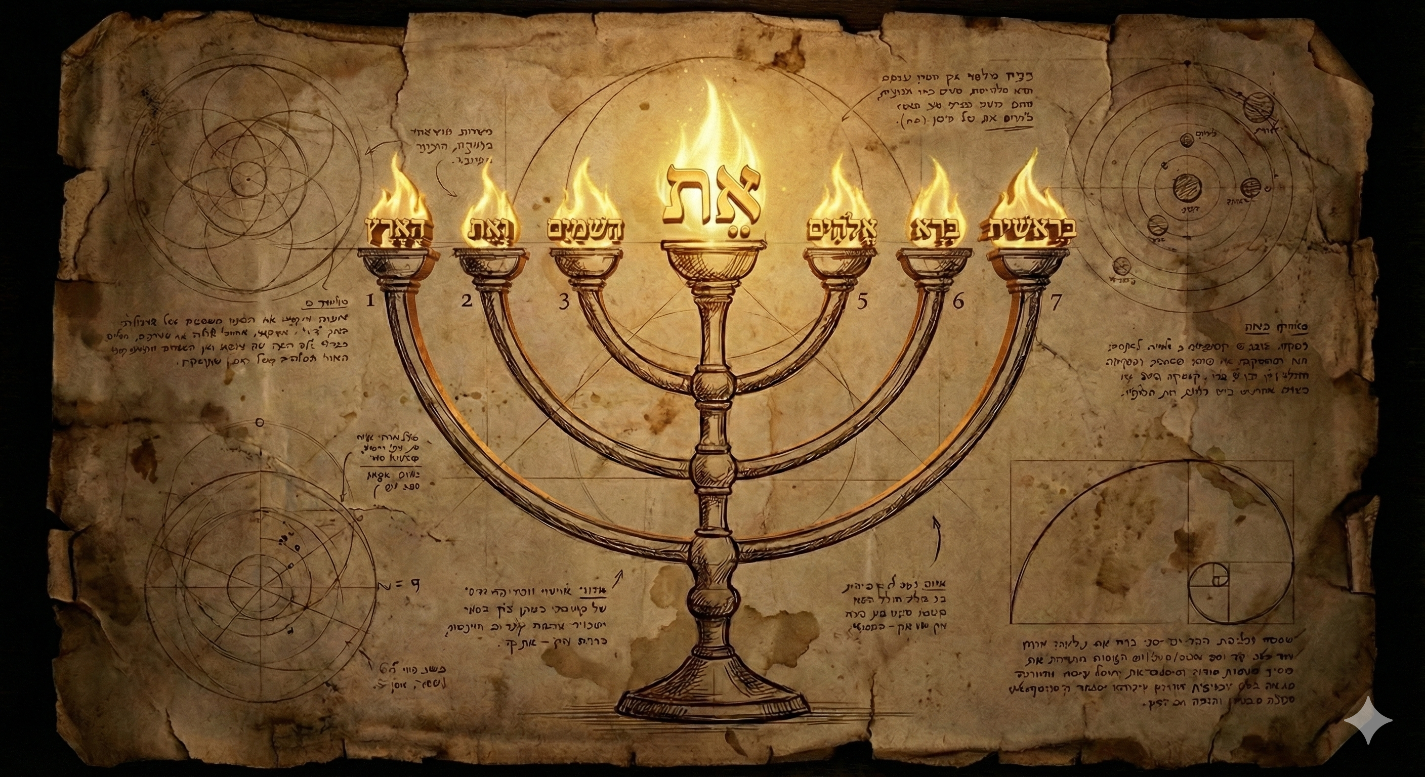 Cây đèn 7 ngọn trong đền tạm.